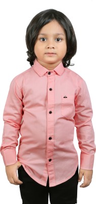 SKY PEARL Boys Solid Casual Pink Shirt