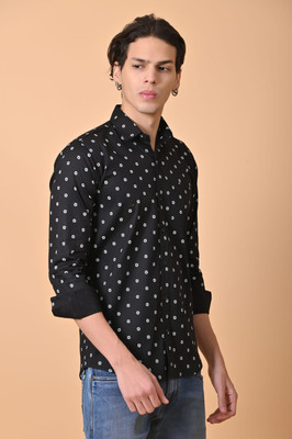 Pactimo Men Printed Casual Black, White Shirt