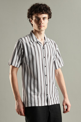 URBAN BUCCACHI Men Striped Casual Black, White Shirt