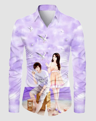 AviraEnterprise Men Printed Casual Purple Shirt