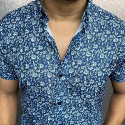 ISUEL FAB CREATION Men Printed Casual Blue Shirt