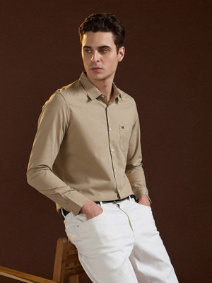 THE BEAR HOUSE Men Solid Casual Beige Shirt
