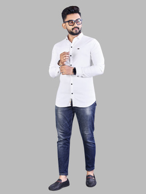UV FASHION Men Solid Casual Black Shirt