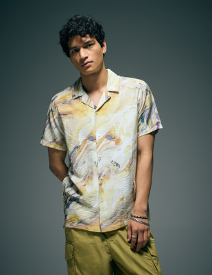 FLYING MACHINE Men Printed Casual Beige Shirt