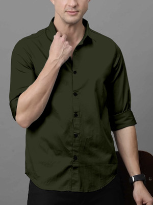 OXXOM Men Solid Casual Green Shirt