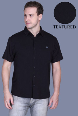 ParcelYard Men Self Design Casual Black Shirt