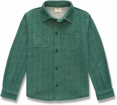 JusCubs Boys Printed Casual Green Shirt