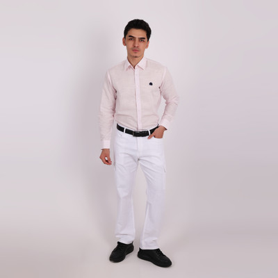 Lionies Men Printed Casual Pink Shirt