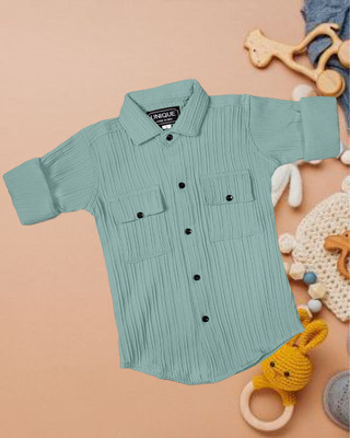 Zanskar Boys Self Design Casual Light Green Shirt