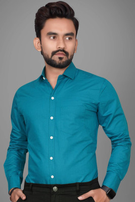 CLOSWIF CREATIONS Men Solid Casual Blue Shirt