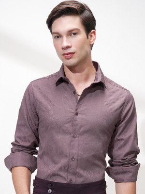 HIGHLANDER Men Self Design Casual Purple Shirt