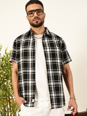 THOMAS SCOTT Men Checkered Casual Black Shirt