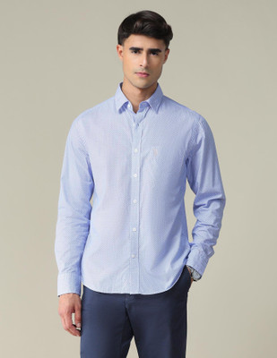 U.S. POLO ASSN. Men Printed Casual Blue Shirt