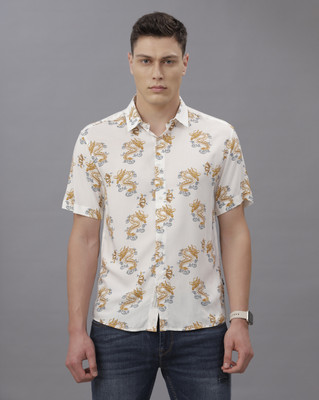 VOI JEANS Men Printed Casual White Shirt