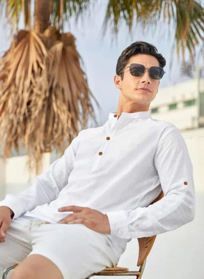Radiance Creations Men Solid Casual White Shirt