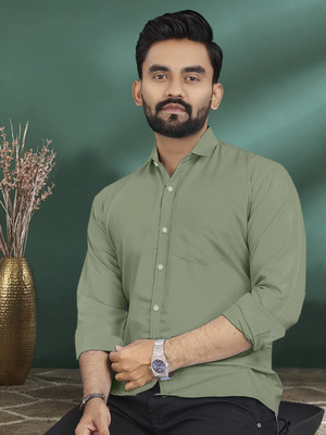 METRONAUT Men Solid Casual Light Green Shirt