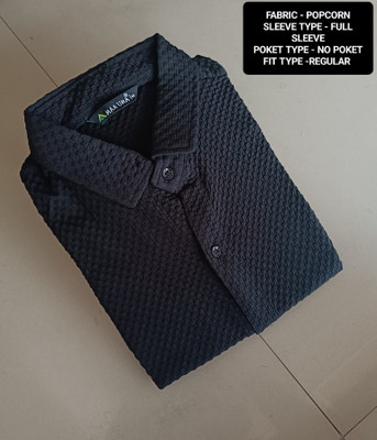 MAA UMA Men Self Design Casual Black Shirt