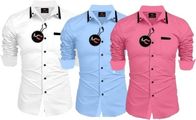 Mahaveer creations Men Solid Casual Multicolor Shirt(Pack of 3)