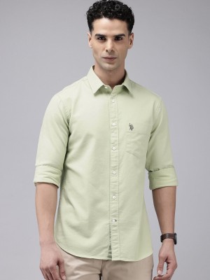 U.S. POLO ASSN. Men Solid Casual Light Green Shirt