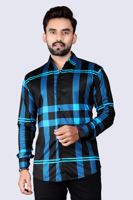 GCFAB Men Checkered Casual Blue, Black Shirt