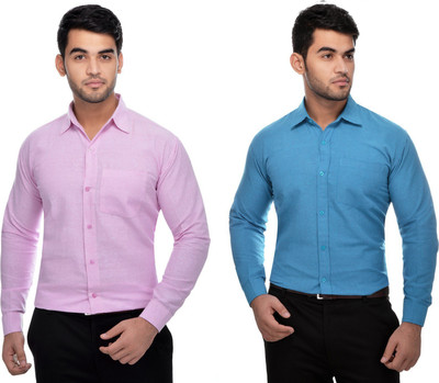 DESHBANDHU KHADI Men Solid Formal Multicolor Shirt(Pack of 2)