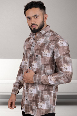 GCFAB Men Printed Casual Brown Shirt