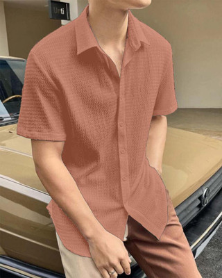 BlueMatrix Men Solid Casual Pink Shirt