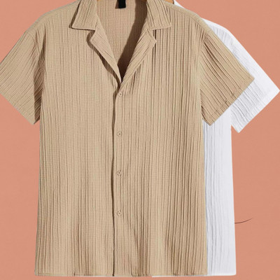 Jenil Fashion Men Solid Casual Cream, White Shirt