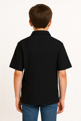 Charchit Boys Self Design Casual Black Shirt