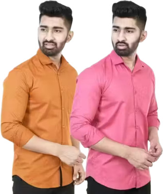 IMPRESIO Men Solid Casual Multicolor Shirt(Pack of 2)