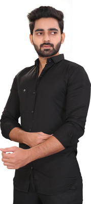 JessNX Men Solid Casual Black Shirt