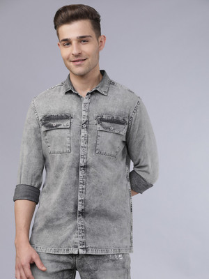 HIGHLANDER Men Solid Casual Grey Shirt