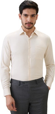 Raymond Men Solid Formal Yellow Shirt