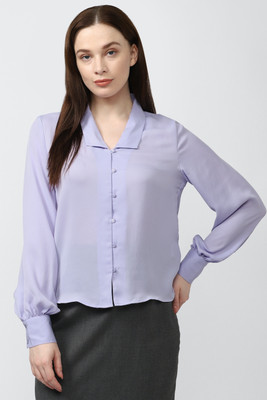 VAN HEUSEN Women Solid Formal Purple Shirt