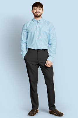 Gati Men Checkered Casual Light Blue Shirt