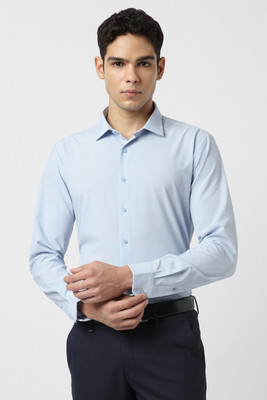 VAN HEUSEN Men Solid, Self Design Formal Light Blue Shirt