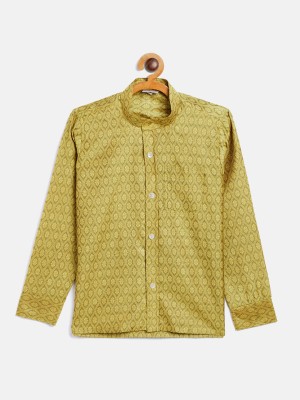 VASTRAMAY Boys Printed Festive Yellow Shirt