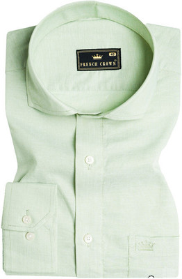 HOC Men Solid Formal Green Shirt