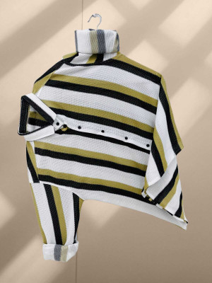 ECLORA Men Self Design Formal Yellow Shirt
