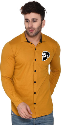 BEYOU FASHION Men Solid Casual Gold Shirt