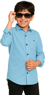 jabak creation Boys Solid Casual Light Blue Shirt