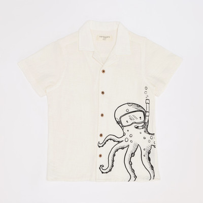 Pantaloons Junior Boys Printed Casual White Shirt