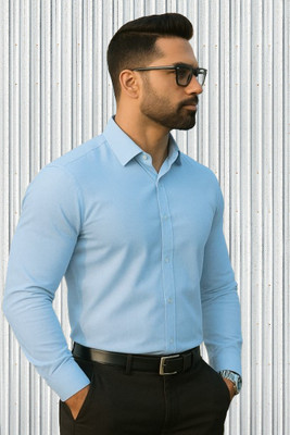 FMSHIRTS Men Solid Formal Light Blue Shirt