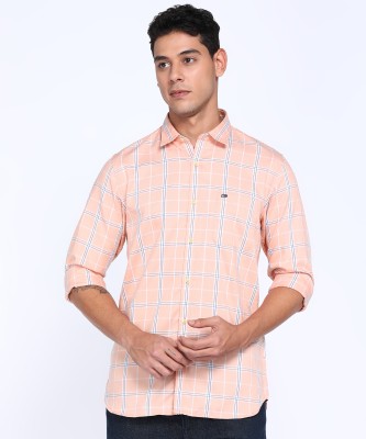 PETER ENGLAND Men Checkered Casual Orange Shirt