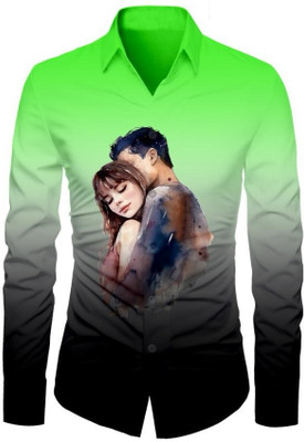 VMENTERPRISE Men Printed Casual Green Shirt