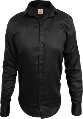Aakarshini Men Solid Casual Black Shirt