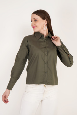 rimsha wear Women Solid Casual Green Shirt