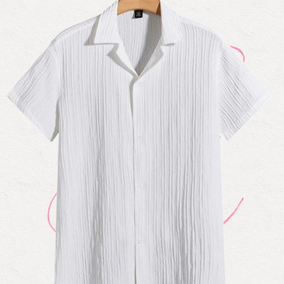 A Dearise Trend Men Self Design Casual White Shirt