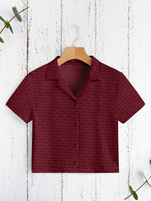 dream believe fashion Women Solid Casual Maroon Shirt