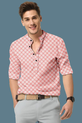 StellLIFESTYLE Trend Men Printed Casual Pink Shirt